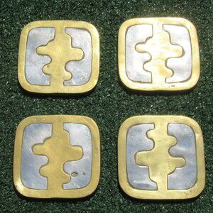 4 Vintage David Marshall Disenos Brass Aluminum Coaster Set MCM Brutalist